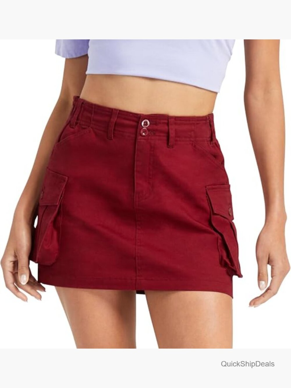 High Waisted Mini Cargo Skirt with Pockets Stretchy Bodycon Y2K Streetwear